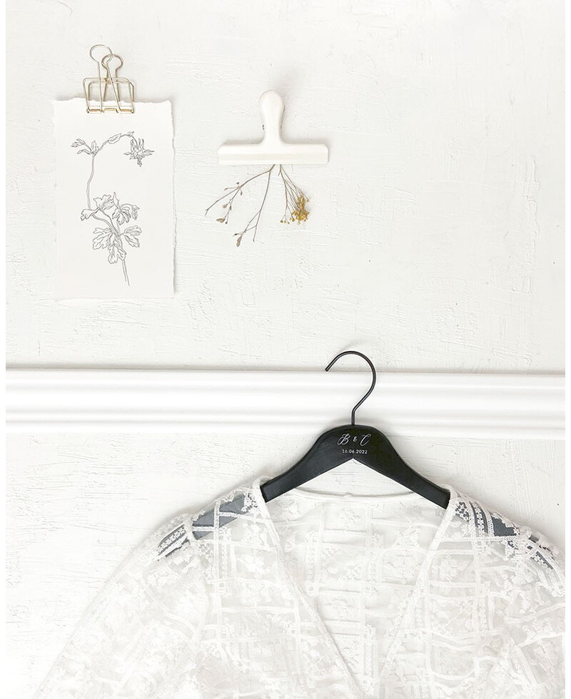 Black Wedding Hanger Initials Date Black Wedding Hanger Initials Date