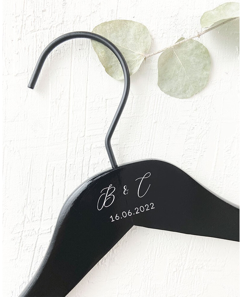 Black Hanger Initials Date Wedding Black Hanger Initials Date Wedding