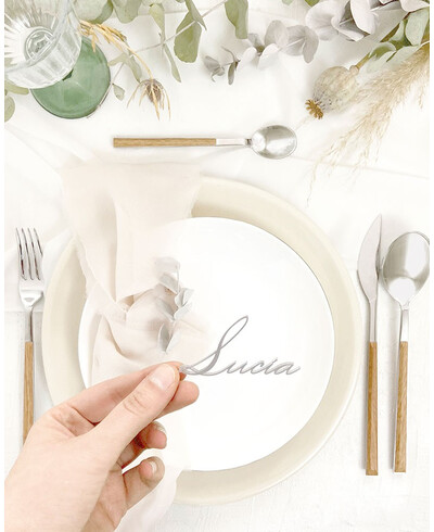 Marque-pages de nom de mariage en argent