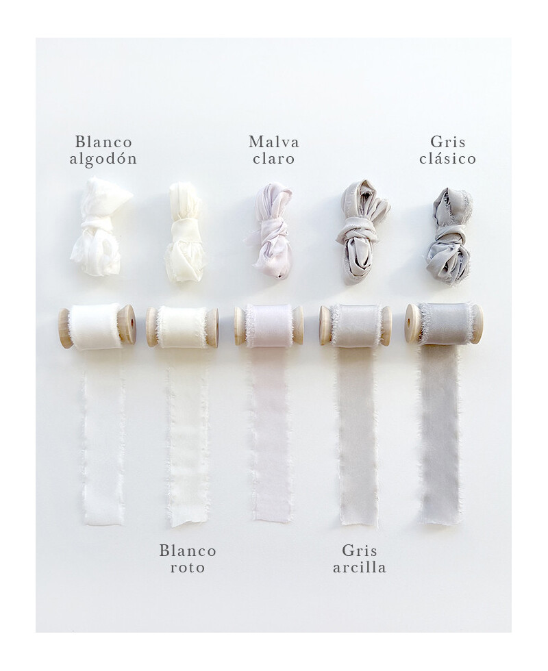 Rubans de soie naturelle palette de couleurs blanches Rubans de soie naturelle palette de couleurs blanches