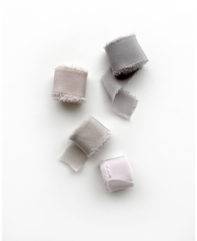Rubans de soie naturelle gris
