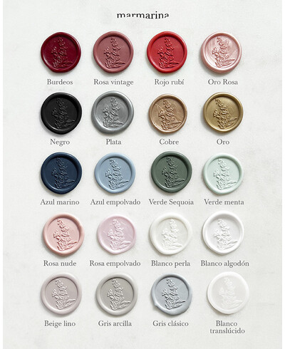 Todos los colores disponibles para lacres adhesivos personalizados