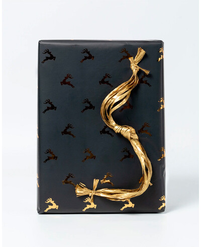 Papel de Embrulho Preto Rena Dourada | Compre online