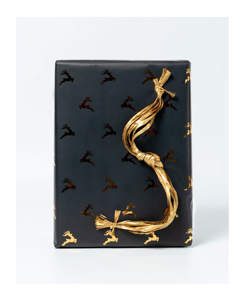 Papel de Regalo Negros Renos Oro | Comprar Online Papel de Regalo Negros Renos Oro | Comprar Online