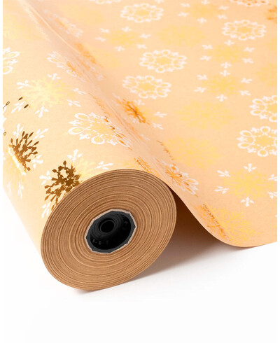 Gold color snow wrapping paper for Christmas
