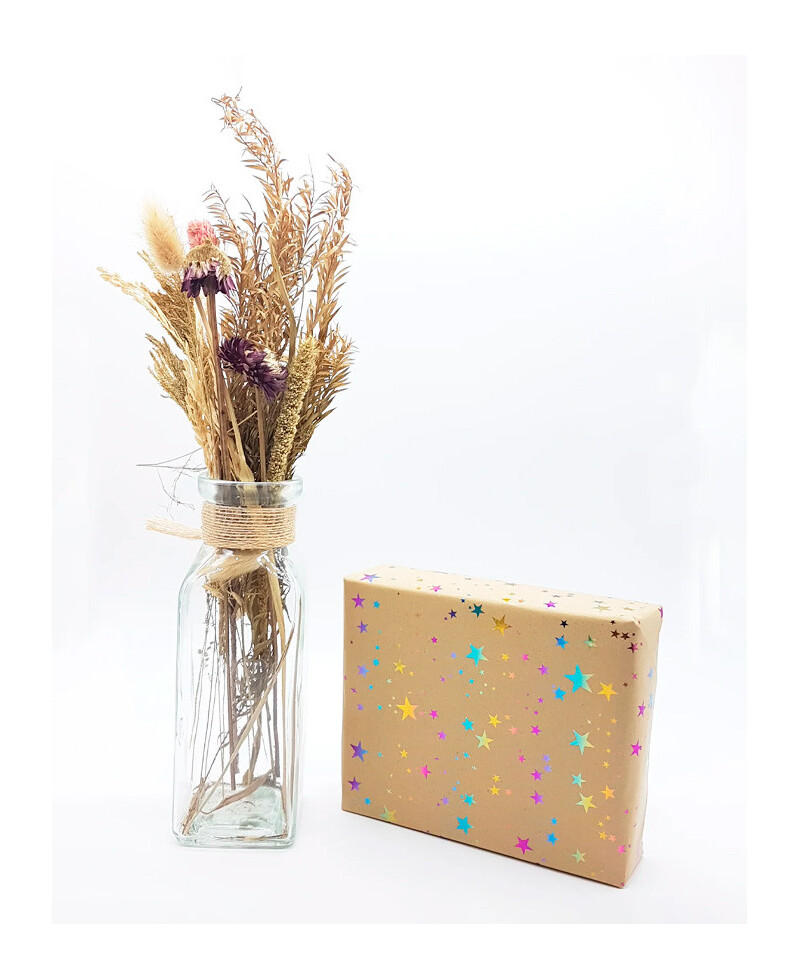 Papel de regalo estrellas irisadas metalizadas