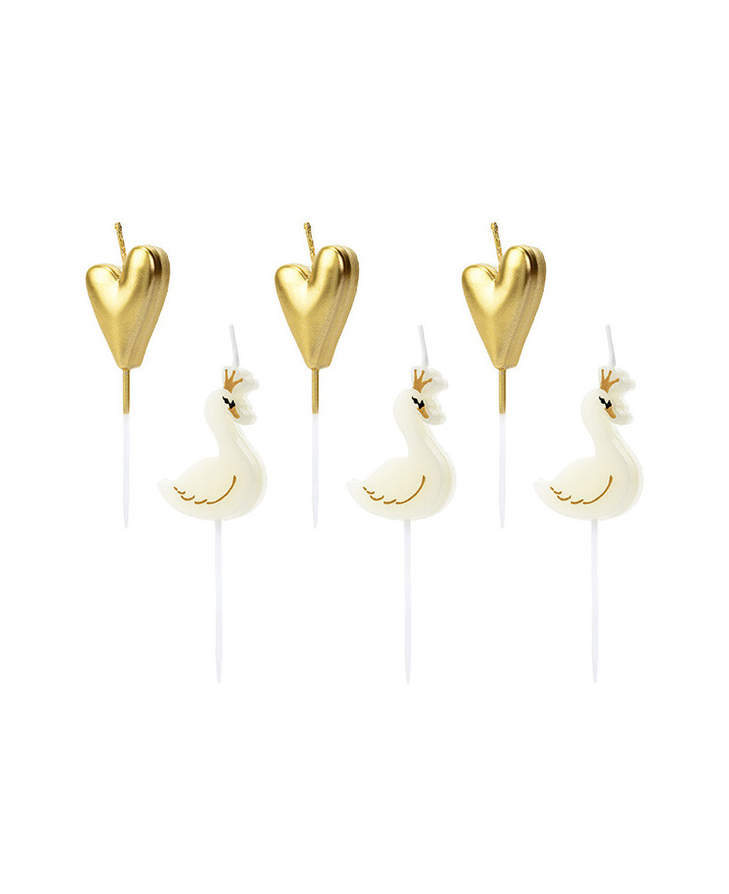 Velas de cisne e coração