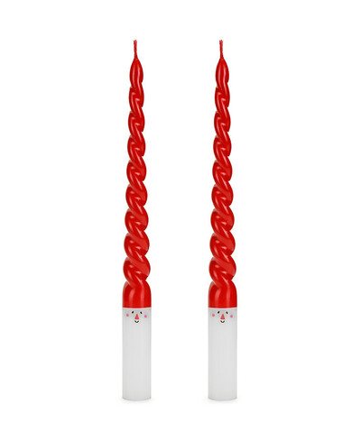 Velas alongadas com a cara do Papai Noel