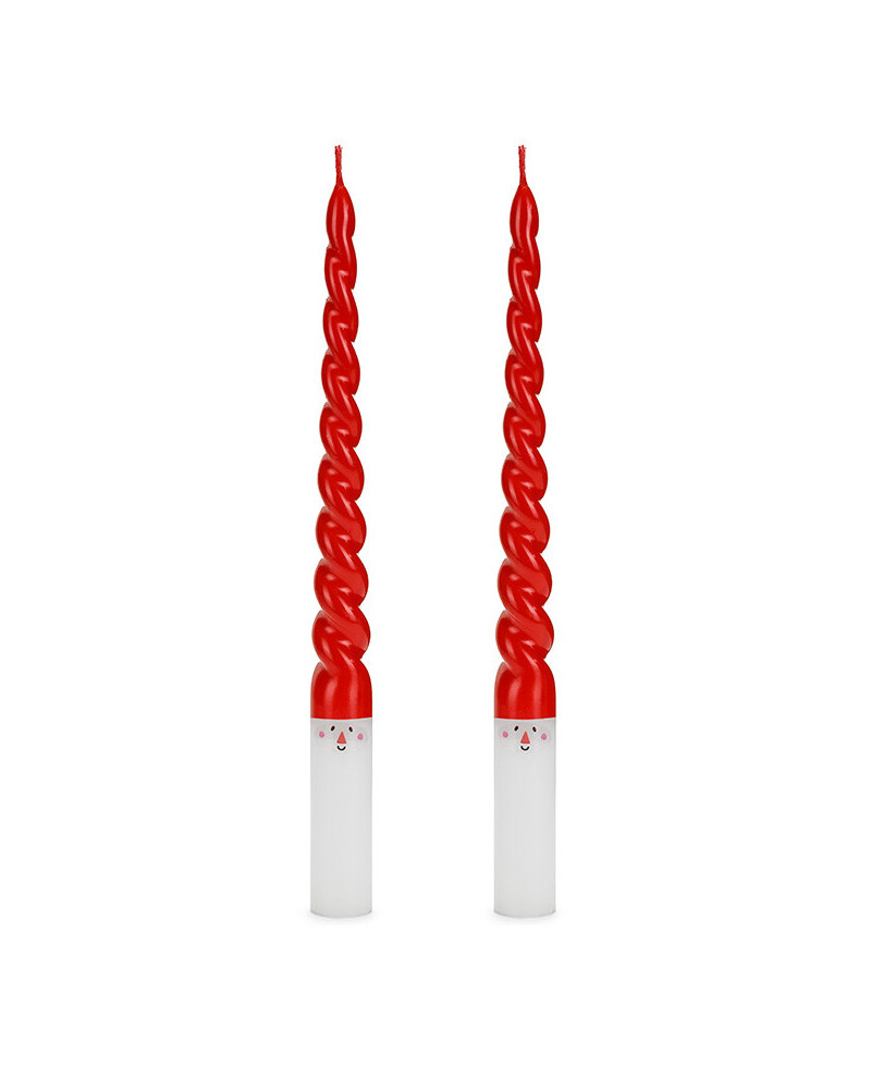 Candele allungate con il volto di Babbo Natale Candele allungate con il volto di Babbo Natale