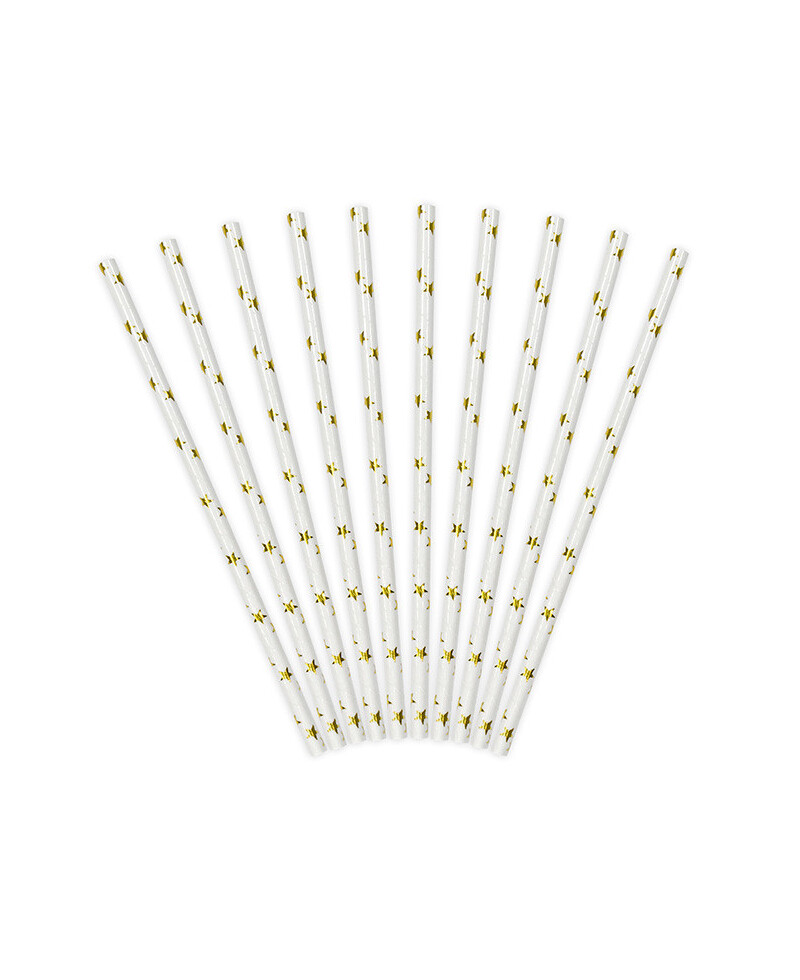 Papierstrohhalme mit goldenen Sternen Papierstrohhalme mit goldenen Sternen