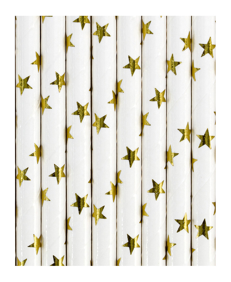 Canudos de papel estrela dourada Canudos de papel estrela dourada