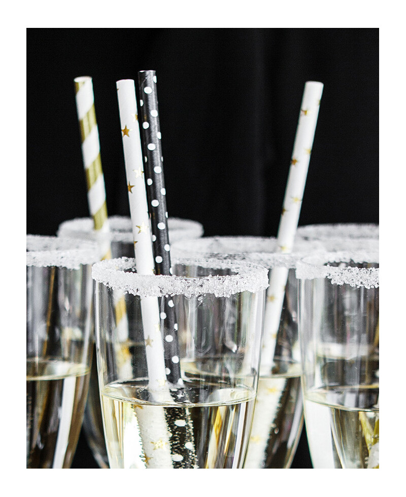 Paper straw with white and gold stripes Paper straw with white and gold stripes