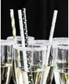 Paper straw with white and gold stripes