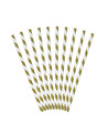 Pack of straws with white and gold stripes