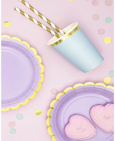 Gold and white paper straws