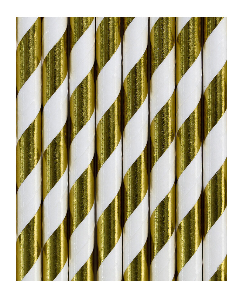 Cannucce di carta a righe color oro Cannucce di carta a righe color oro