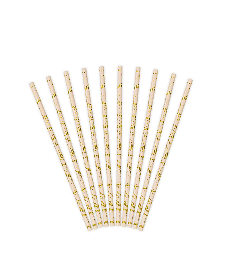 Gold and pink paper straws Gold and pink paper straws