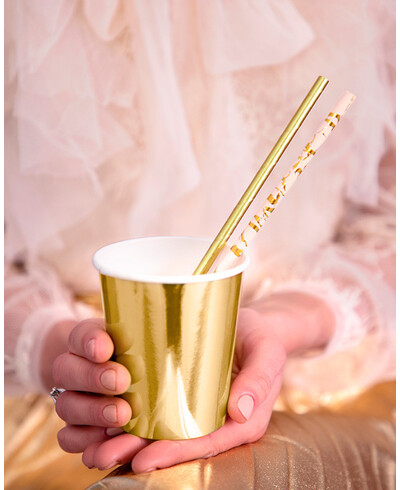 Gold and pink paper straw