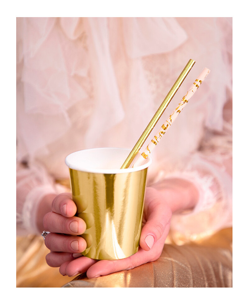 Goldener und rosafarbener Papierstrohhalm Goldener und rosafarbener Papierstrohhalm