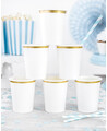 Copos de papel com aro dourado