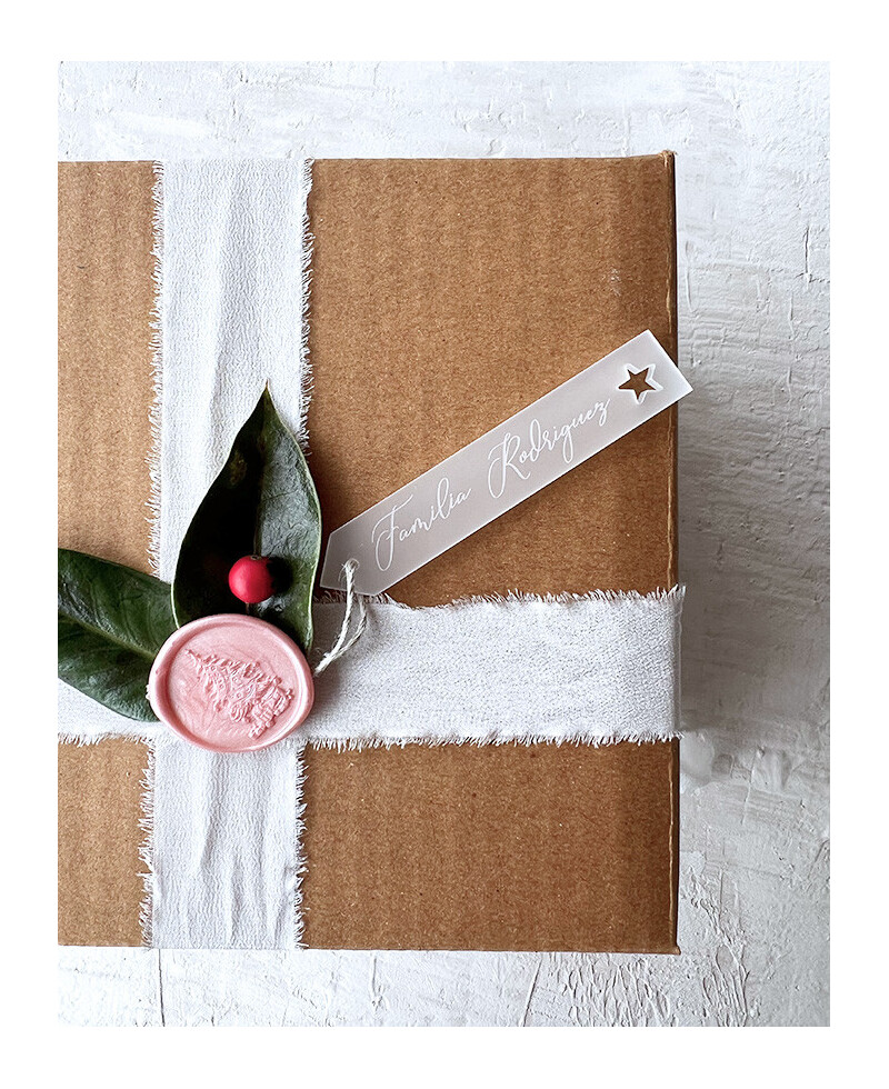 Etiqueta personalizada de navidad con nombre de familia Etiqueta personalizada de navidad con nombre de familia