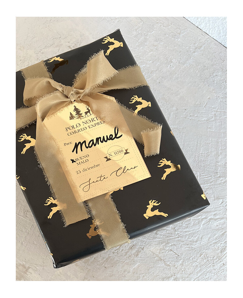Étiquette dorée pour les cadeaux du Père Noël Étiquette dorée pour les cadeaux du Père Noël
