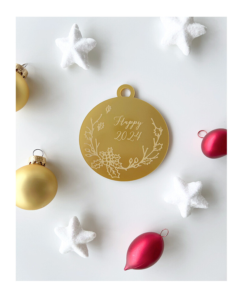 Palla di Natale con ghirlanda di agrifoglio Palla di Natale con ghirlanda di agrifoglio