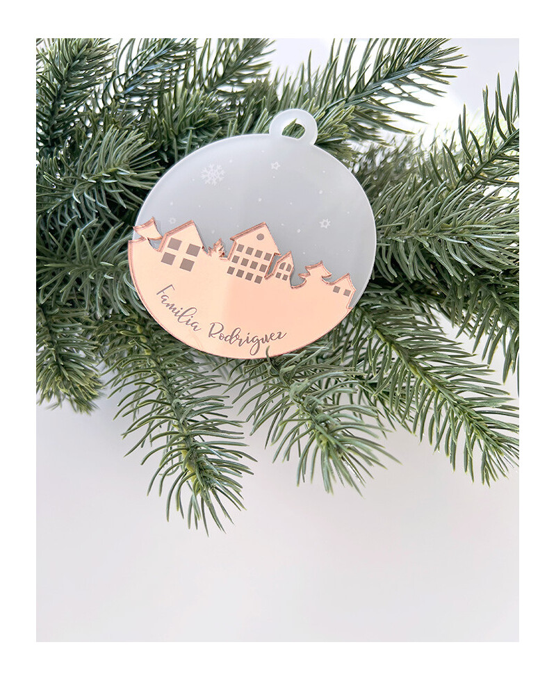 Bola de navidad personalizada con tu nombre pueblo navideño Bola de navidad personalizada con tu nombre pueblo navideño