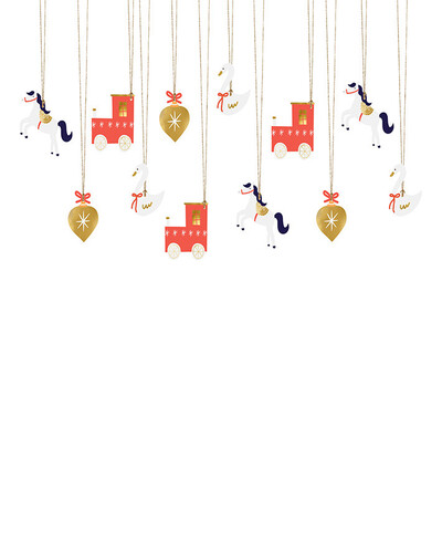 Christmas labels little train