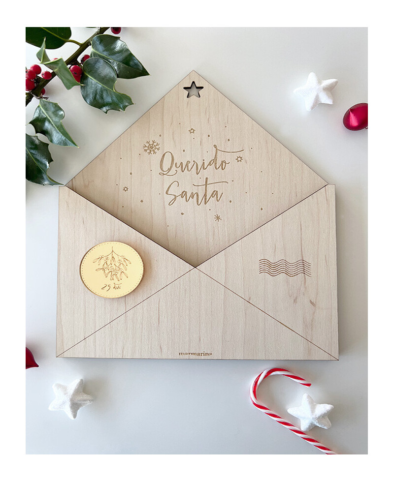 Sobre de madera para carta a Santa Claus Sobre de madera para carta a Santa Claus