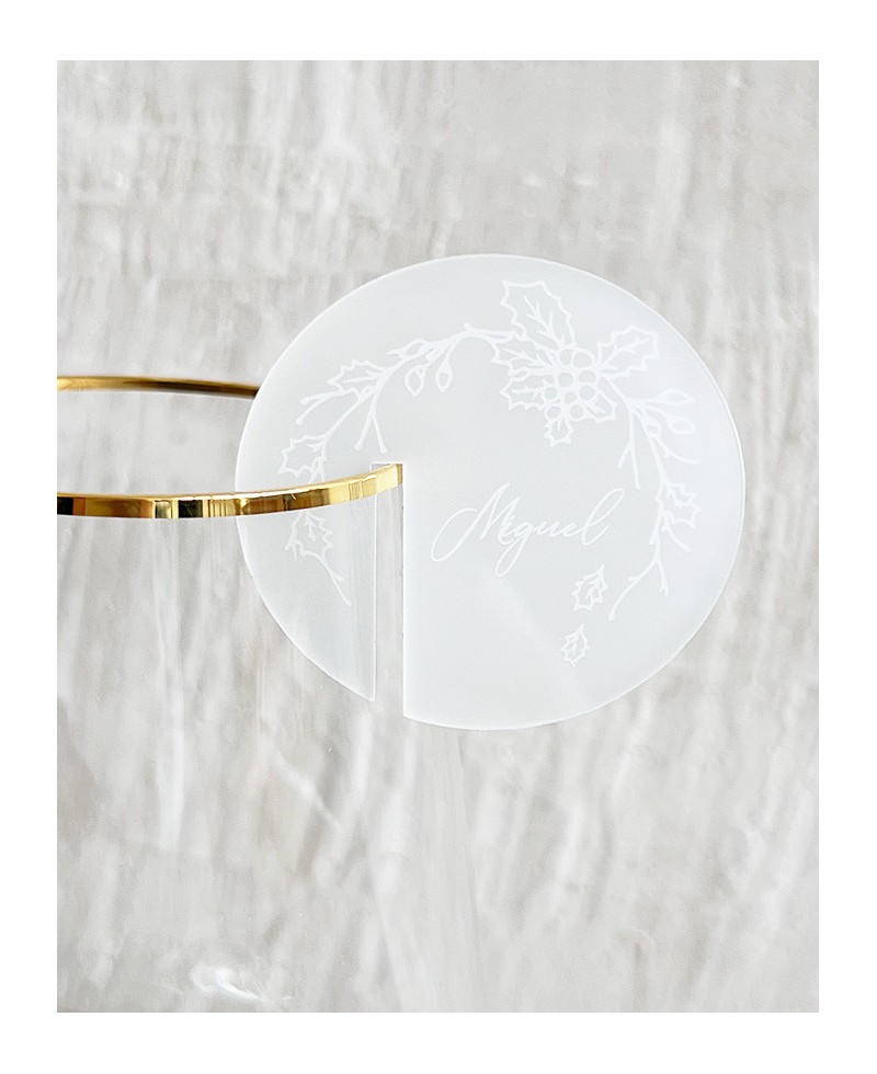 Glass table stand with personalized names Glass table stand with personalized names