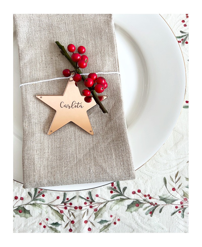 Indicador de mesa personalizado design de estrela espelho dourado Indicador de mesa personalizado design de estrela espelho dourado