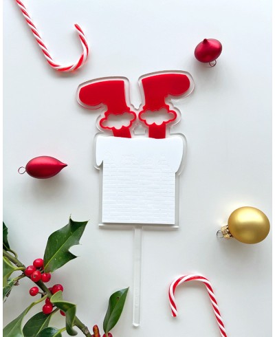 Cake topper di Babbo Natale con i regali che scendono dal camino