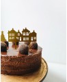 Golden village design cake topper