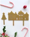 Goldenes Weihnachtsbaumhaus und Tortenaufleger