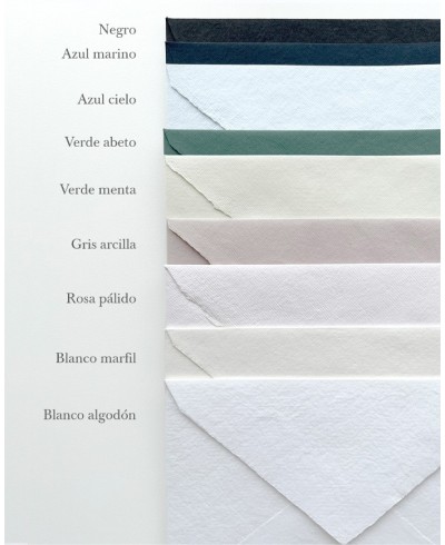 Envelopes artesanais premium com amostras de cores diferentes