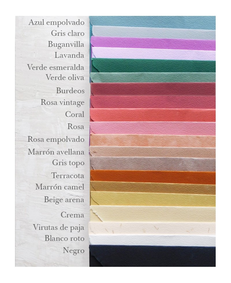 Color chart handmade envelopes Color chart handmade envelopes