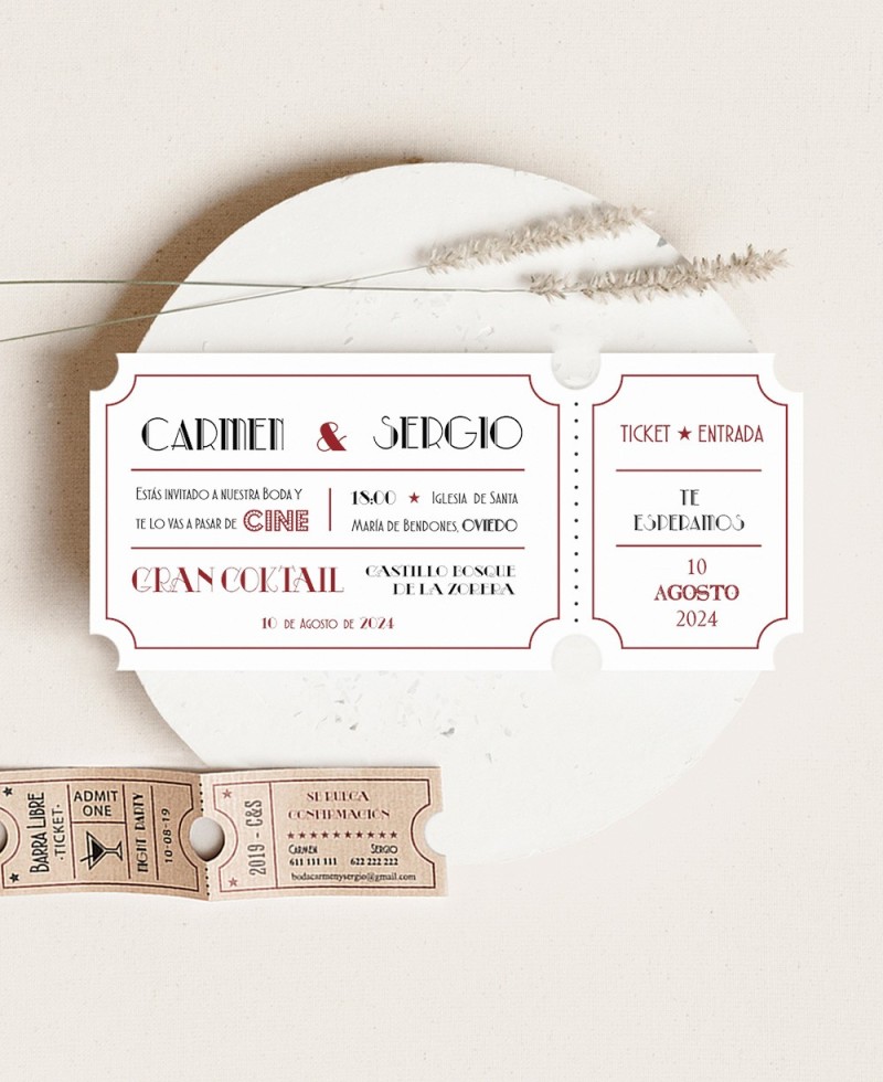 Invitación de boda cine Invitación de boda cine