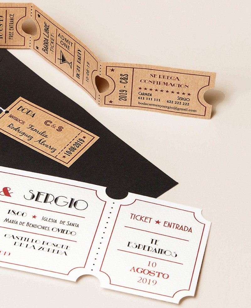 Detalle invitaciones boda originales entradas cine Detalle invitaciones boda originales entradas cine