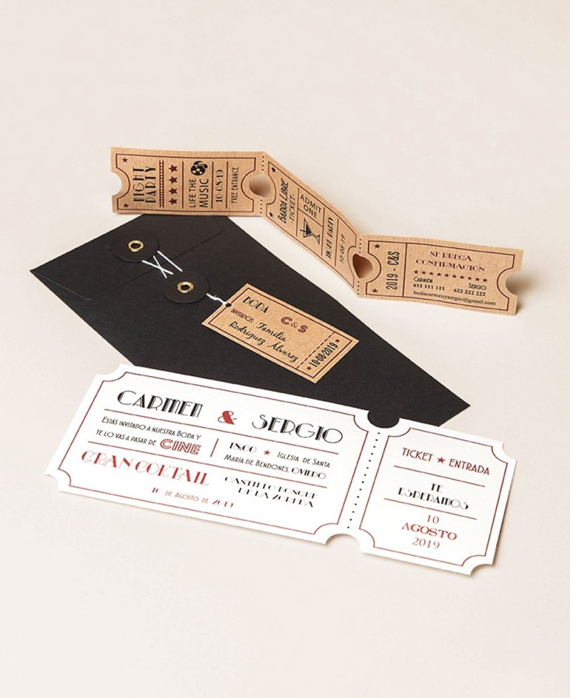 Invitaciones para bodas temática cine Invitaciones para bodas temática cine