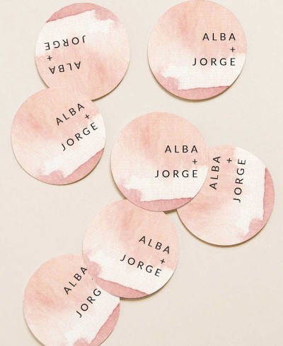 Autocollants circulaires aquarelle pour mariages