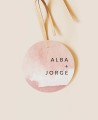 Round watercolor label terracotta wedding