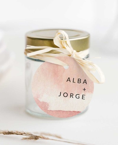 Etiqueta circular bonita para detalles boda