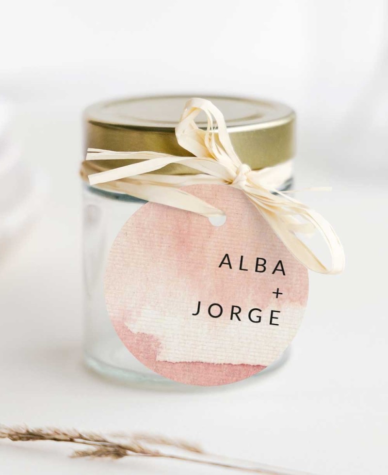 Etiqueta circular bonita para detalles boda
