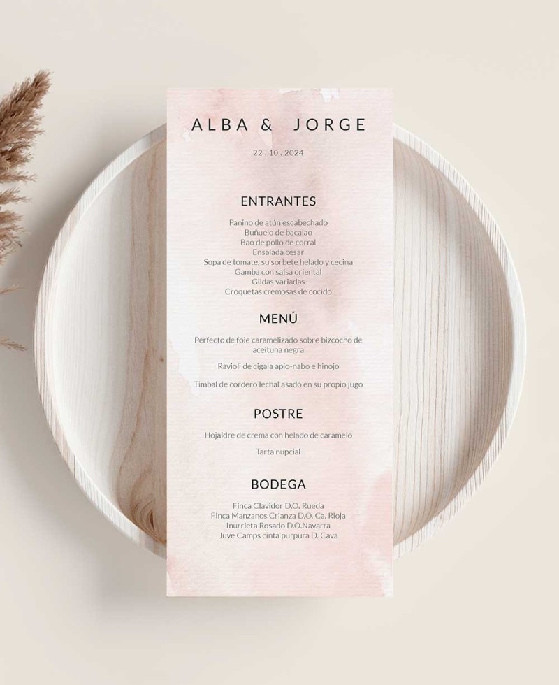 Menü Terrakotta Aquarellpapier für Hochzeiten Menü Terrakotta Aquarellpapier für Hochzeiten