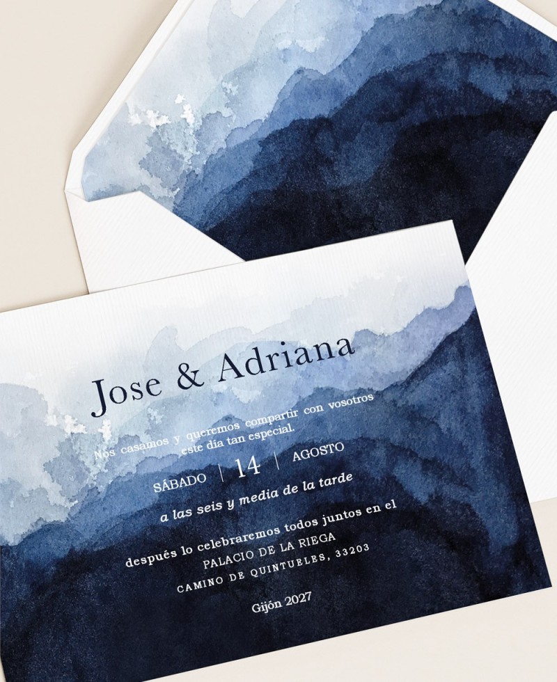 Zoom carte papier invitation mariage mer