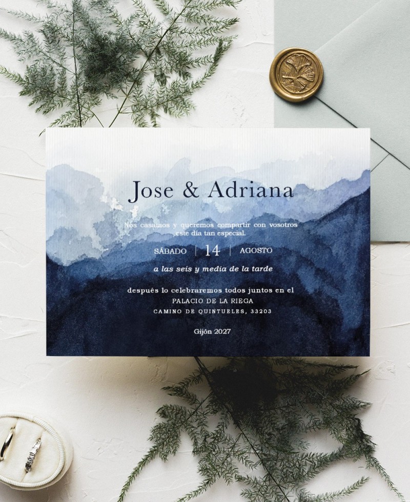 Mariage élégant invitation marin
