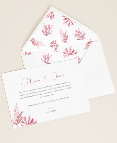Invitations pour mariages sur le thème de la mer de corail