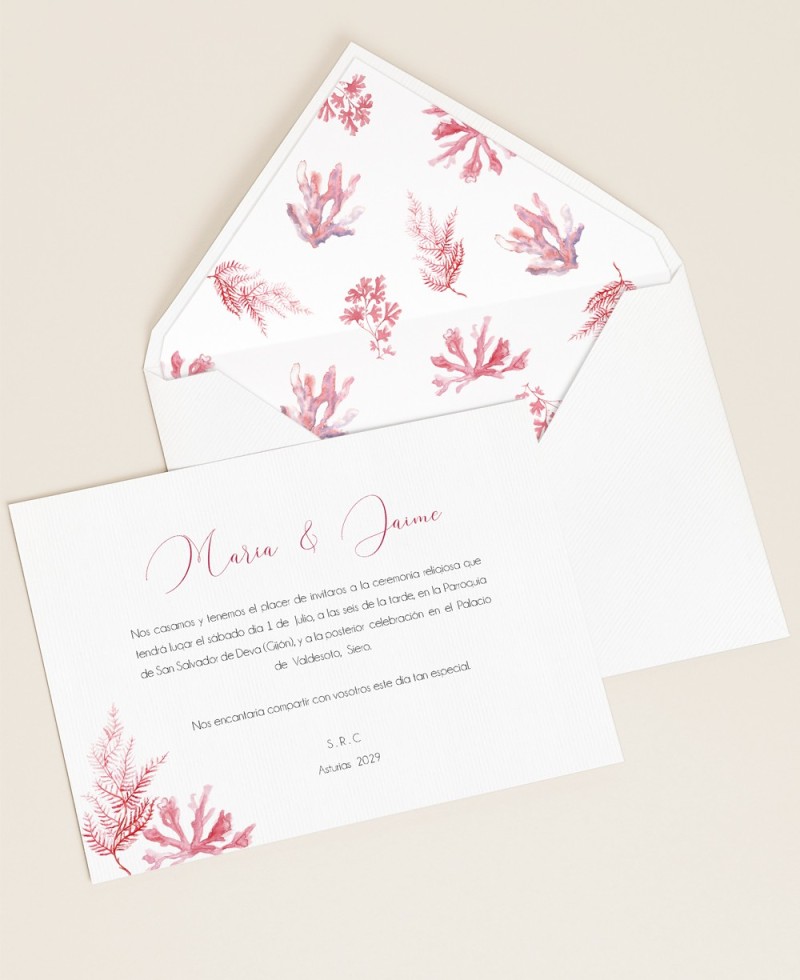 Einladungen für Hochzeiten zum Thema Korallenmeer Einladungen für Hochzeiten zum Thema Korallenmeer
