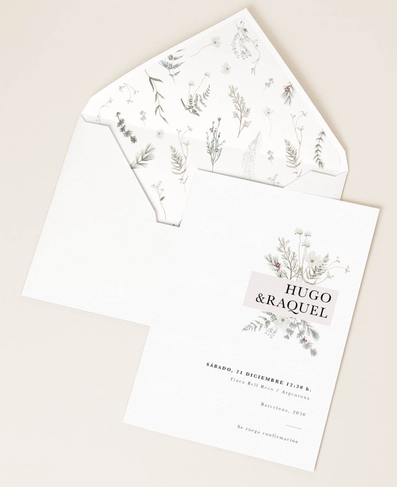Invitations pour les noces de fleurs d’hiver Invitations pour les noces de fleurs d’hiver